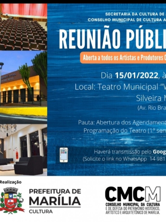 Teatro Municipal de Marília abre inscrição para espetáculos no primeiro semestre de 2022