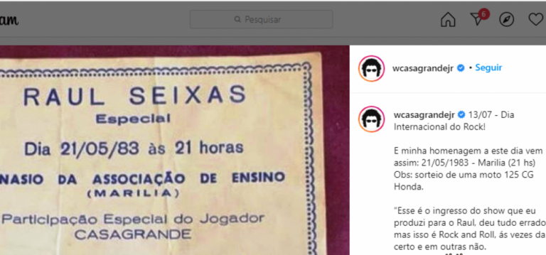 Caiu nas redes - Casagrande lembra Dia do Rock com história de show polêmico em Marília
