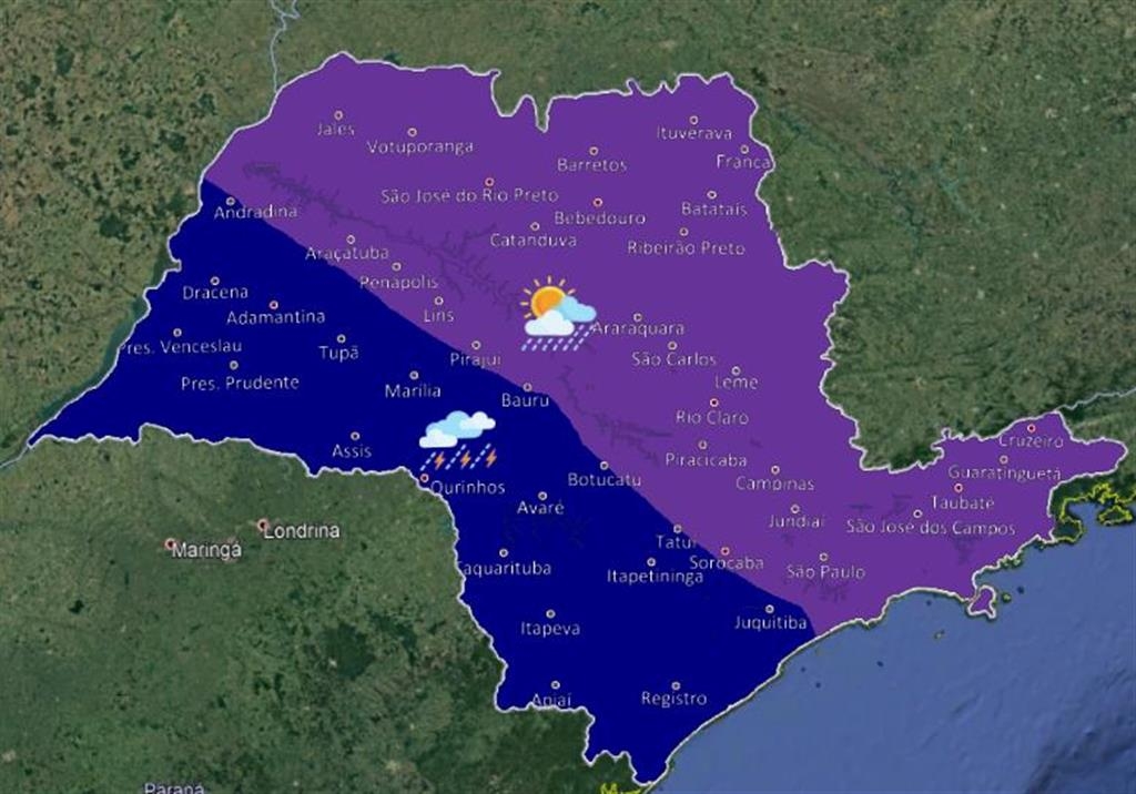 Marília deve ter chuva a partir de sexta;  nova semana trará dias frios