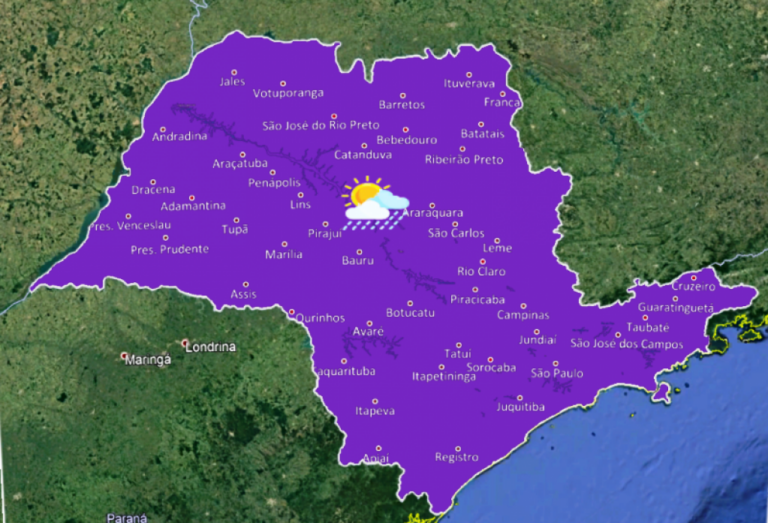 Passagem de frente fria deve provocar chuvas em Marília na terça-feira – Reprodução/IPMET