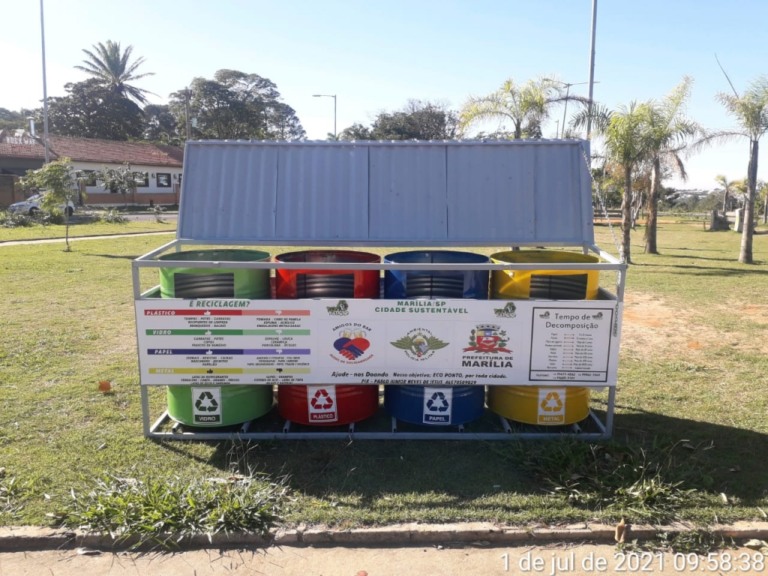 Avenida Cascata ganha ponto para descarte de recicláveis em Marília