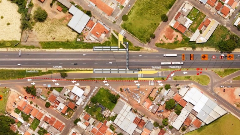 Obras em passarela do Contorno de Marília interditam avenida no Cavallari
