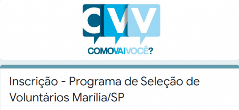 CVV de Marília abre inscrição para curso e atuação de voluntários
