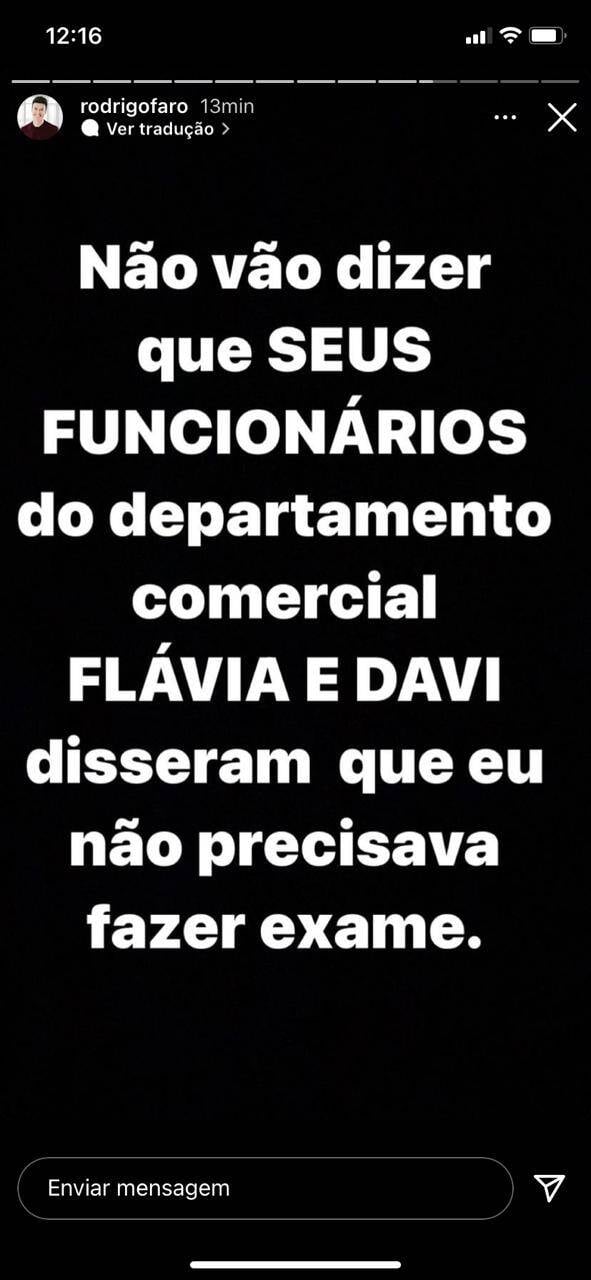 Stories de Rodrigo Faro. Foto: Reprodução/Instagram