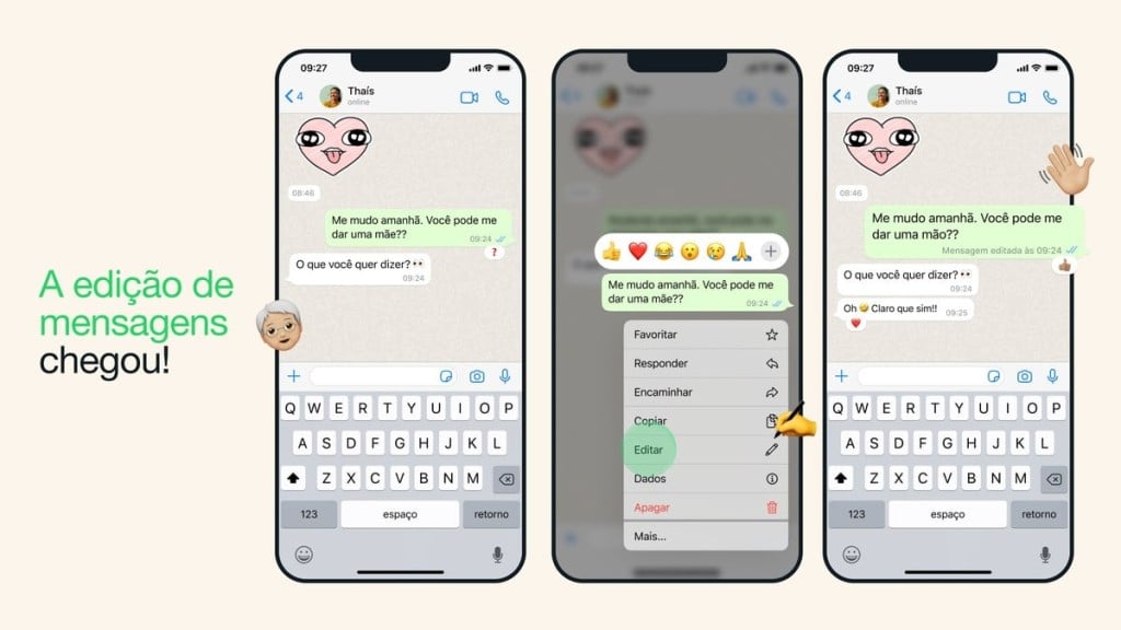 Divulgação/WhatsApp WhatsApp lança recurso para editar mensagens