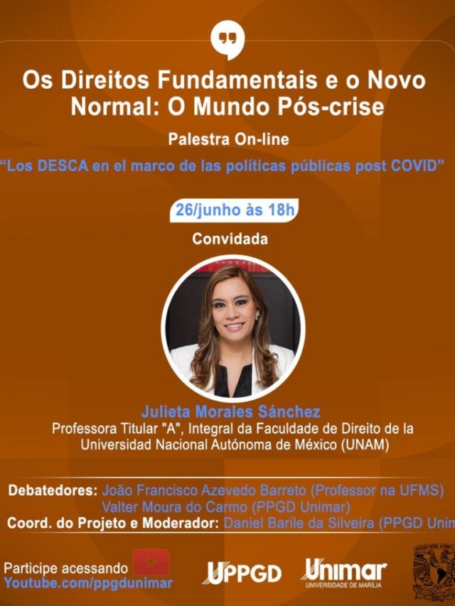 Unimar discute Direito e o Mundo Pós-Crise com docente do México nesta sexta
