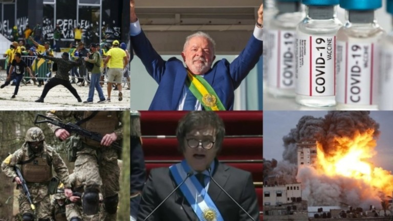 Foto 1: Agência Brasil; Foto 2: Ricardo Stuckert; Foto 3: Pfizer; Foto 4: OTAN ; Foto 5: CNN Brasil; Foto 6: ONU Retrospectiva política
