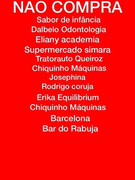 Mensagem de boicote contra empresários petistas