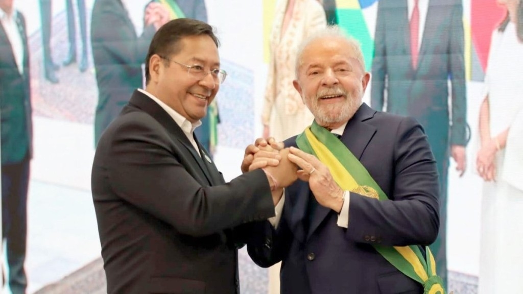 Reprodução Redes Sociais Lucho Arce, presidente da BolÃvia e Lula, presidente do Brasil Reprodução Redes Sociais Lucho Arce, presidente da BolÃvia e Lula, presidente do Brasil