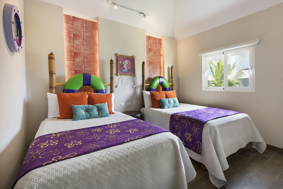 Quarto na Pineapple Villa do Resort Nickelodeon Punta Cana.. Foto: Resort Nickelodeon Punta Cana/Divulgação