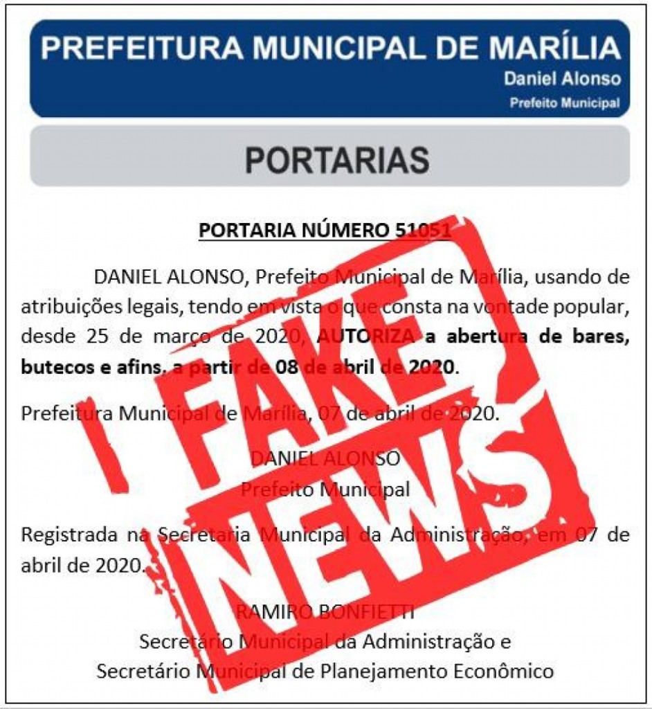 Notícia falsa sobre reabertura de bares espalha montagem em Marília; fuja das fakes