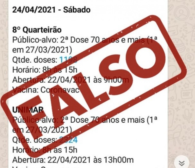 Saúde de Marília enfrenta notícia falsa sobre vacinação e faz alerta