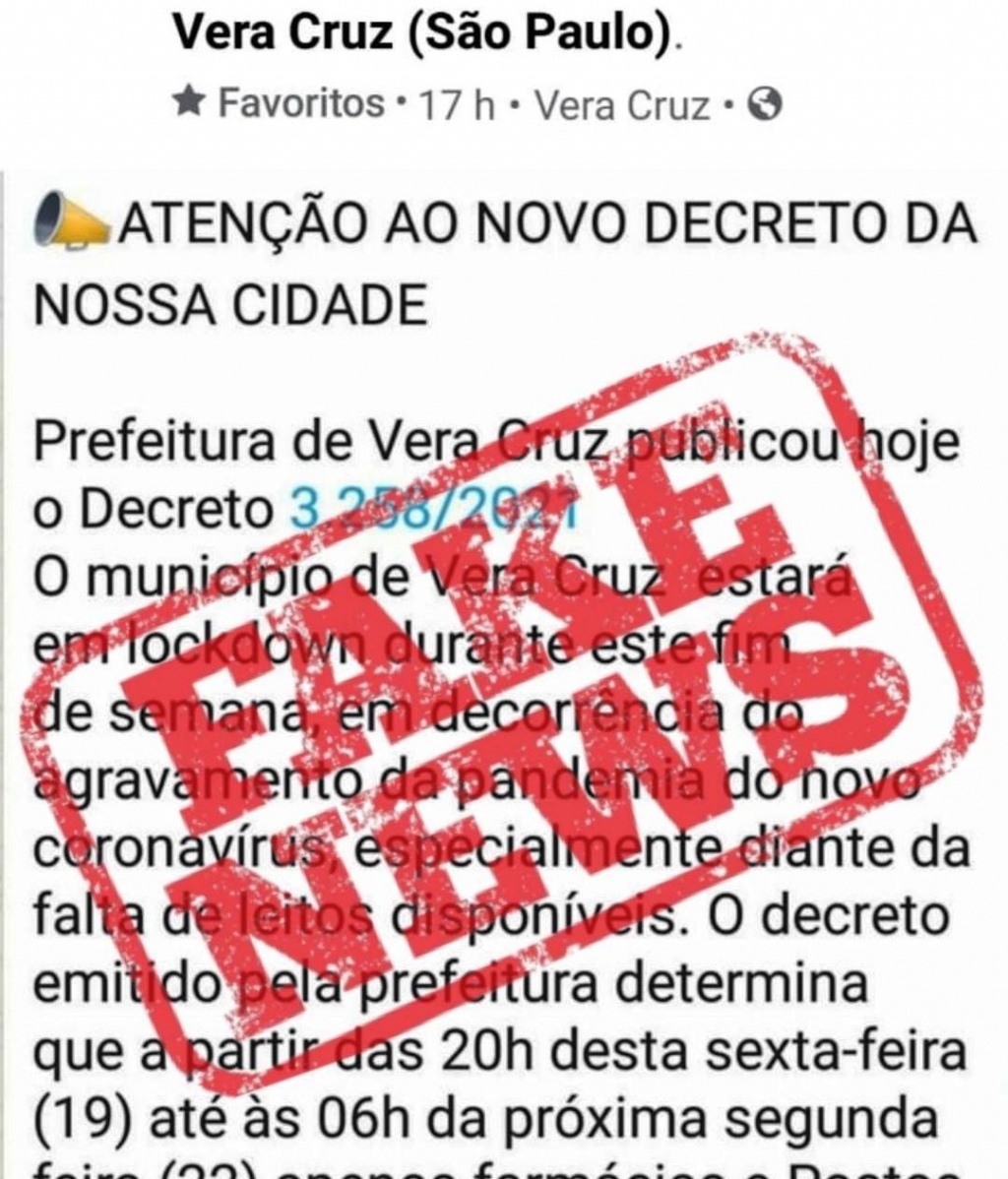 Prefeitura de Vera Cruz enfrenta fake News sobre restrições; veja regras oficiais