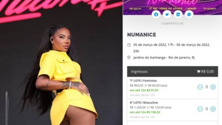Valor do ingresso de show da Ludmilla choca web