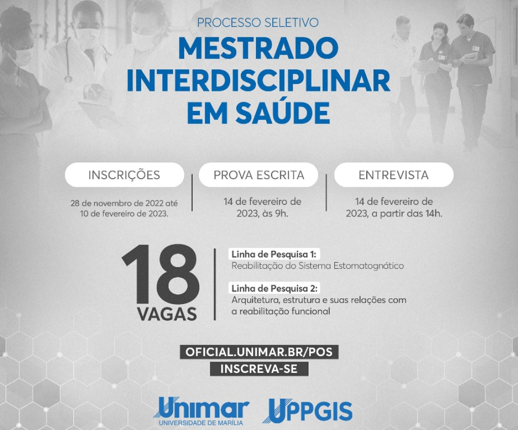 Mestrado Interdisciplinar em Saúde da Unimar tem inscrições até 10 de fevereiro