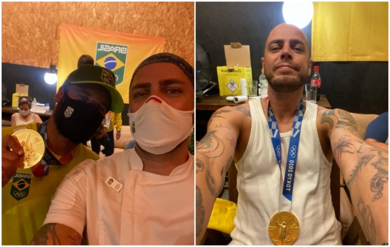 Chef de Marília em Tóquio posa com Ítalo e medalha: tu tem que tirar foto com essa p...