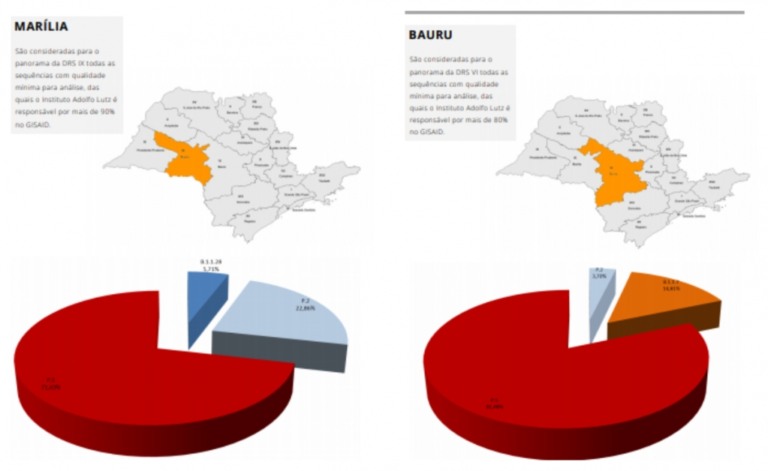 Marília repete 71% de variante de Manaus; Bauru tem 14% de cepa inglesa