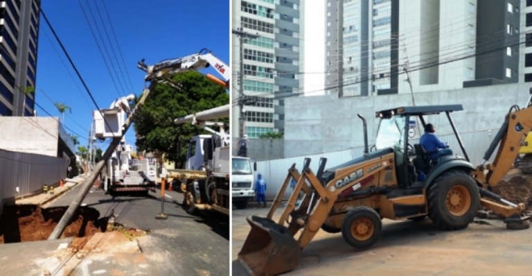 Quebra de rede e queda de poste deixam moradores sem água e luz no centro