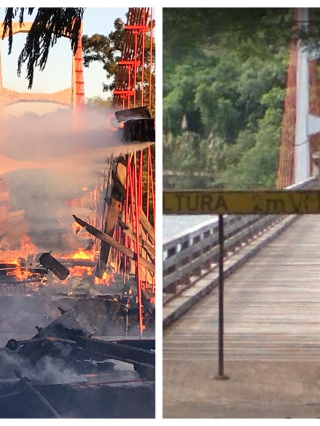 Fogo destrói ponte histórica de Chavantes junto a rota ao Paraná e resort; fotos e vídeo