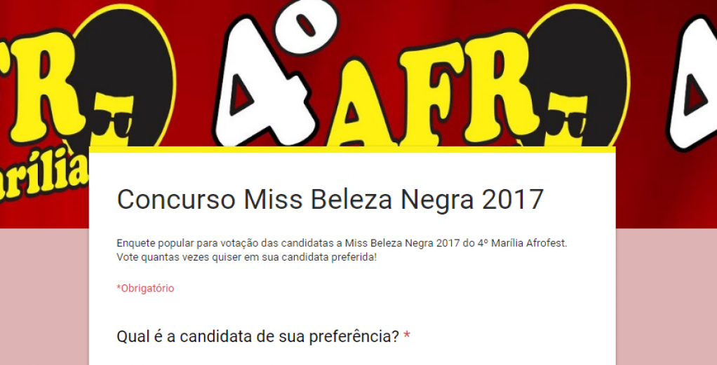 Afrofest abre votação on line para candidatos a Miss e Mister Beleza Negra