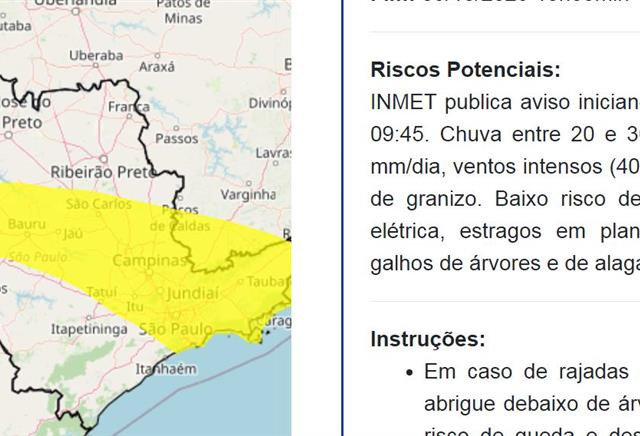 Meteorologia prevê chuva com calor e risco de tempestade em Marília e região