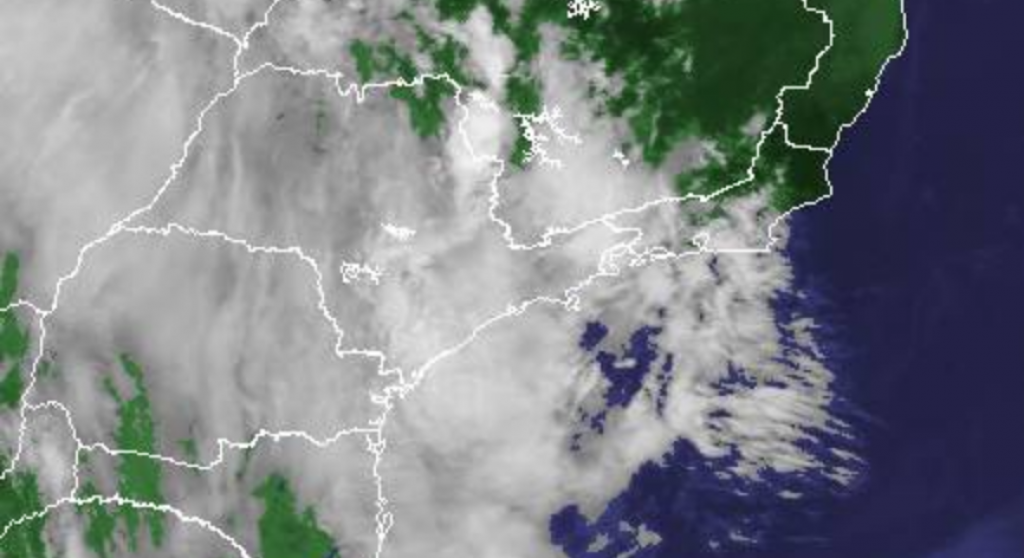 Mapa meteorológico mostra grande faixa de nebulosidade sobre todo o Estado – Reprodução