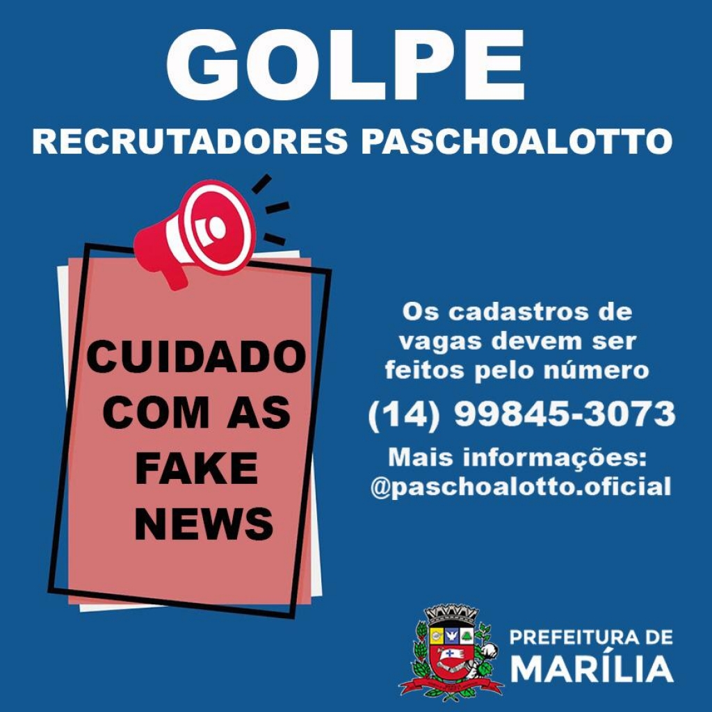 Prefeitura faz alerta sobre golpe com venda de vagas em empresa Prefeitura faz alerta sobre golpe com venda de vagas em empresa