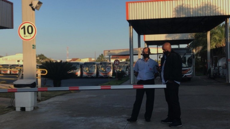 Garagem da Grande Marília, que atende 60% do transporte na cidade – Reprodução Ana Carolina Levorato/G1