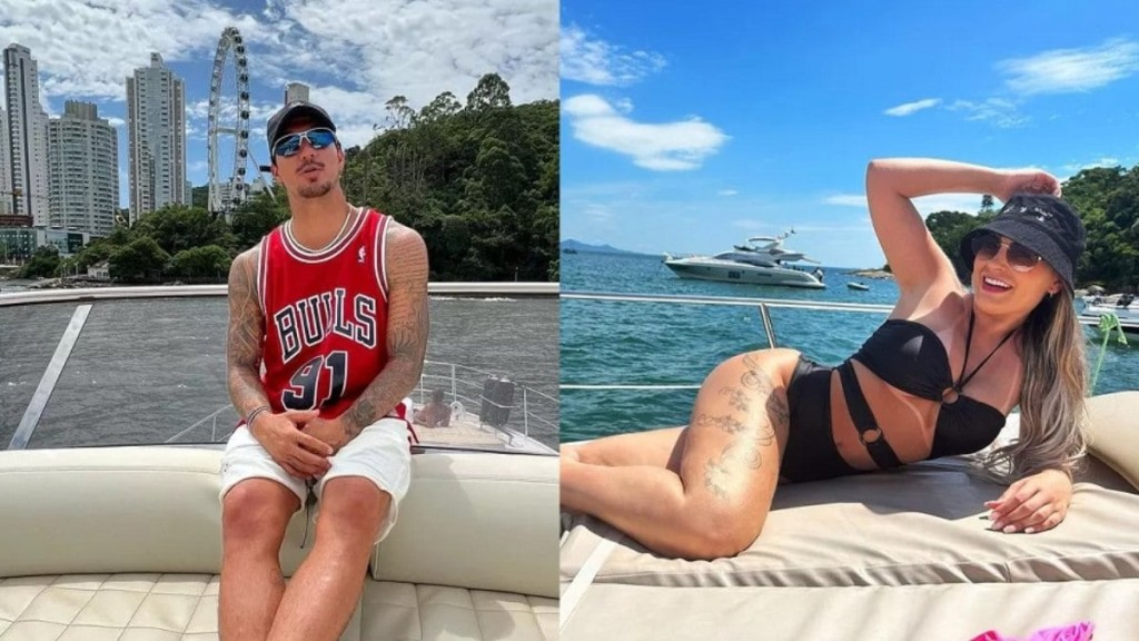 Reprodução/Instagram 28.07.2023 Gabriel Medina e Andressa Urach curtem passeio de barco em Balneário Camboriú (SC)