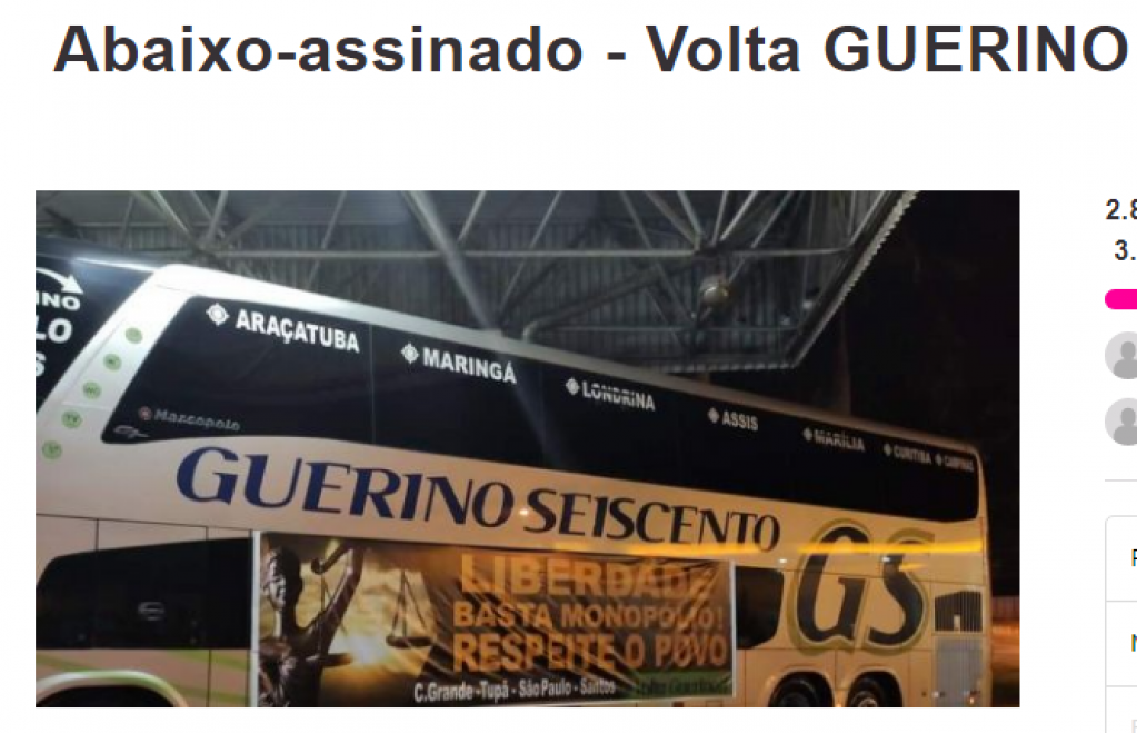 Campanha pede volta da Guerino Seiscento; ANTT suspendeu linhas de Marília