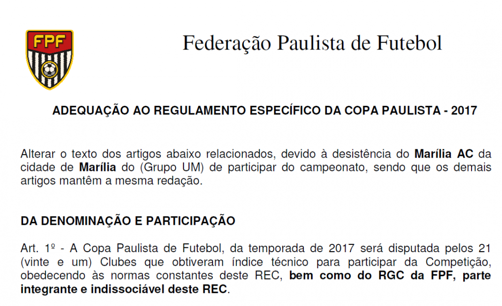 Federação oficializa desistência do MAC na Copa Paulista e prevê multa