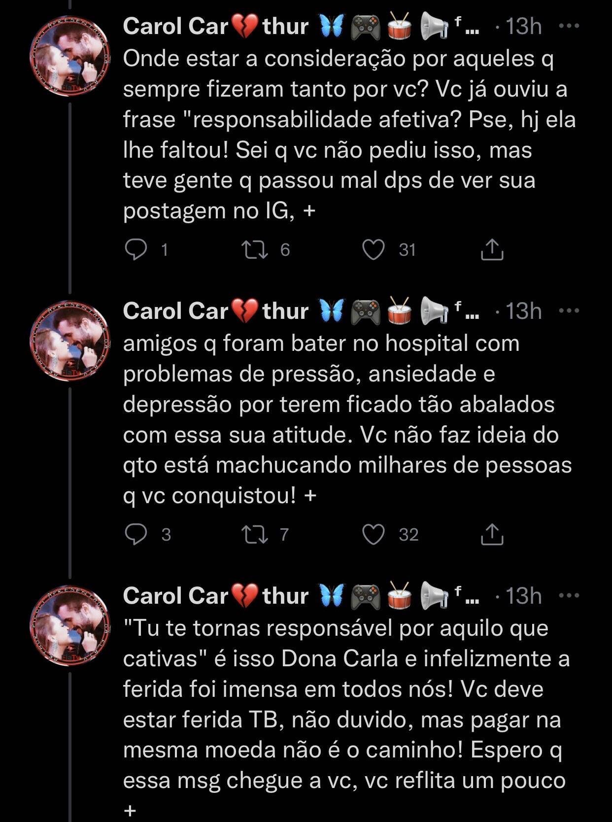 Fã detona Carla Diaz por anunciar novo namorado no Réveillon 2022. Foto: Reprodução/Twitter