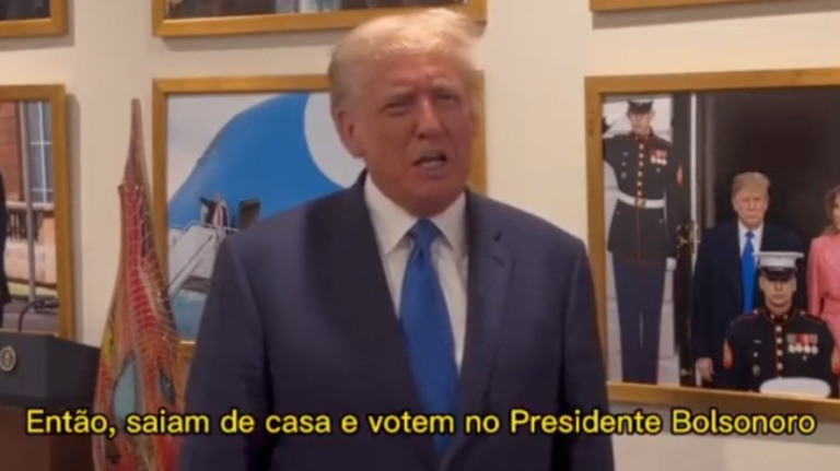 'Votem no presidente Bolsonaro', pede Trump em vídeo a brasileiros