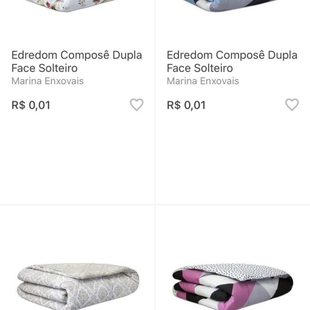 Erro no site da Magalu oferta roupa de cama por 1 centavo; veja