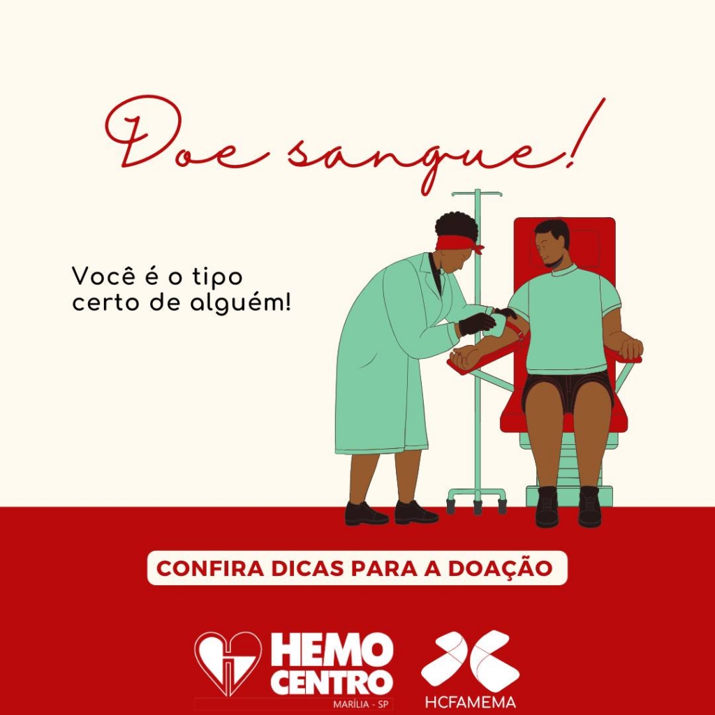 Hemocentro de Marília abre neste domingo para doações e divulga orientações