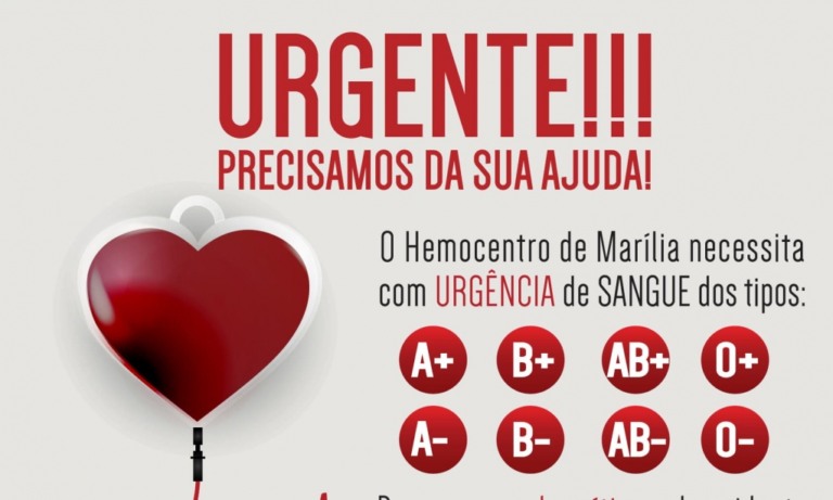 Hemocentro pede doações de urgência e abre em horário especial nesta quinta