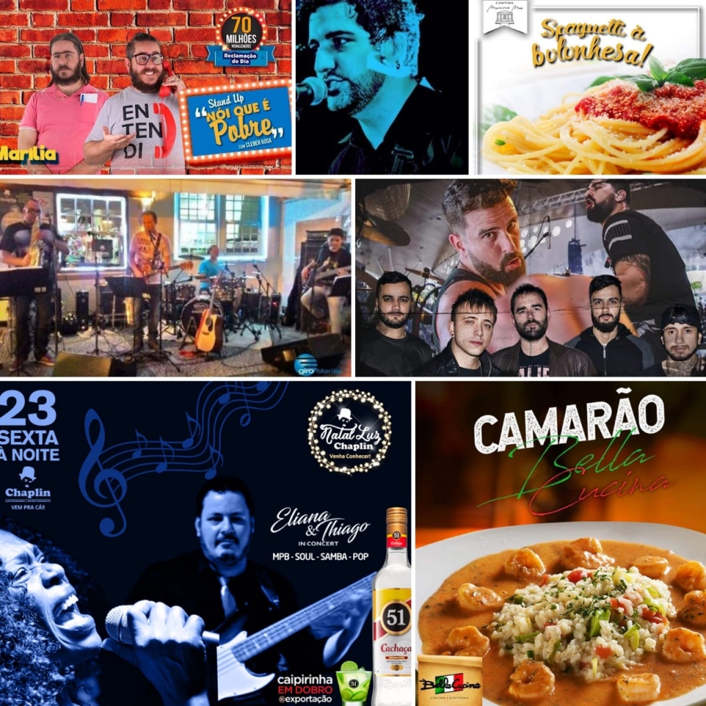 Marília tem gastronomia, stand up e baterista do Charlie Brown Jr; veja agenda