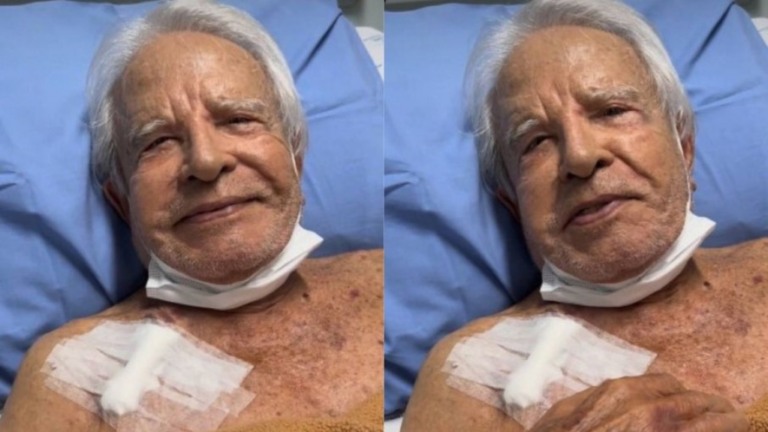 No hospital, Cid Moreira celebra retirada de cateter: "Estou livre"
