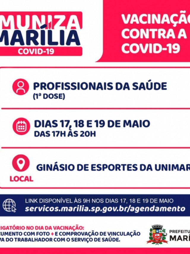 Vacina terá nova etapa para profissionais de saúde em Marília; exige cadastro