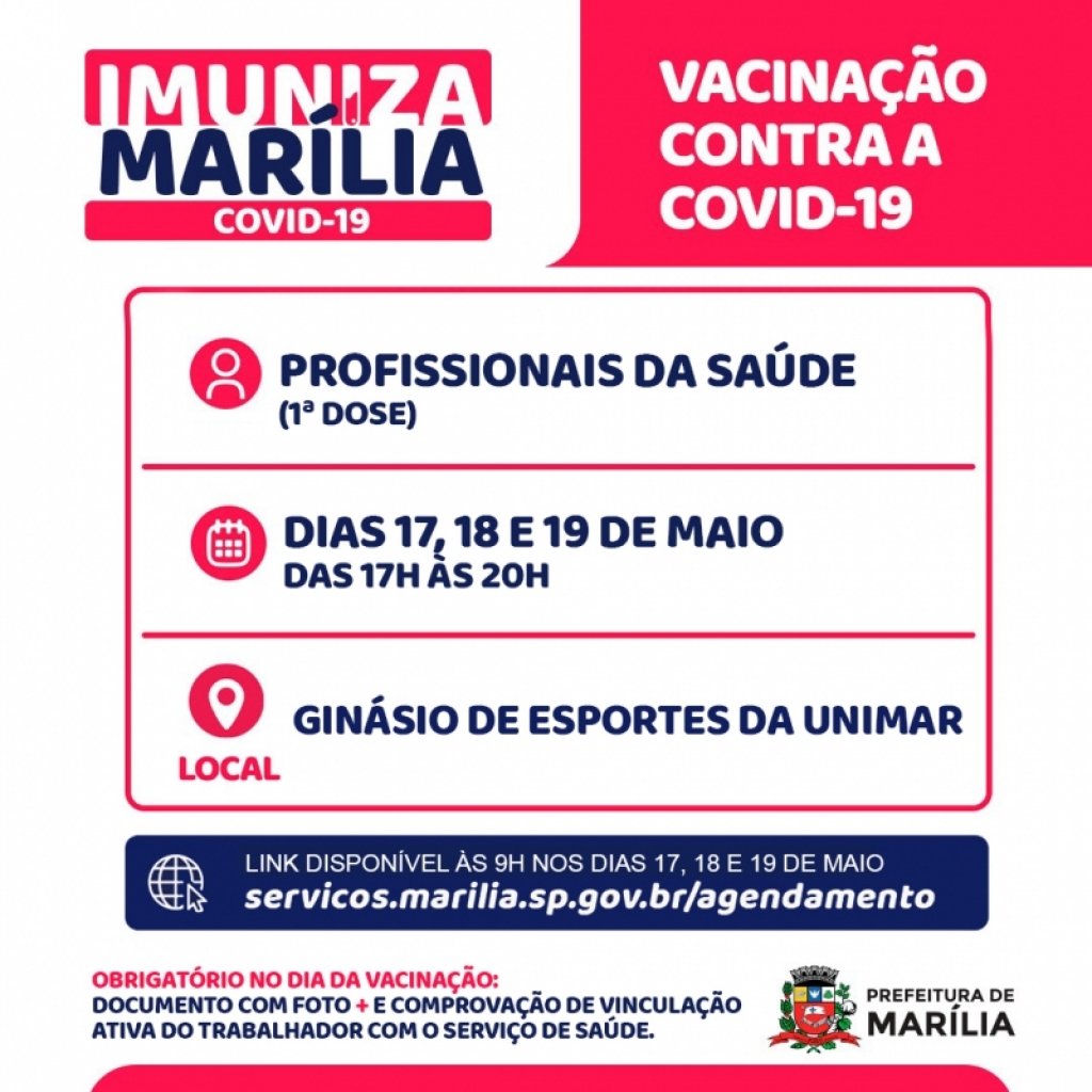 Vacina terá nova etapa para profissionais de saúde em Marília; exige cadastro