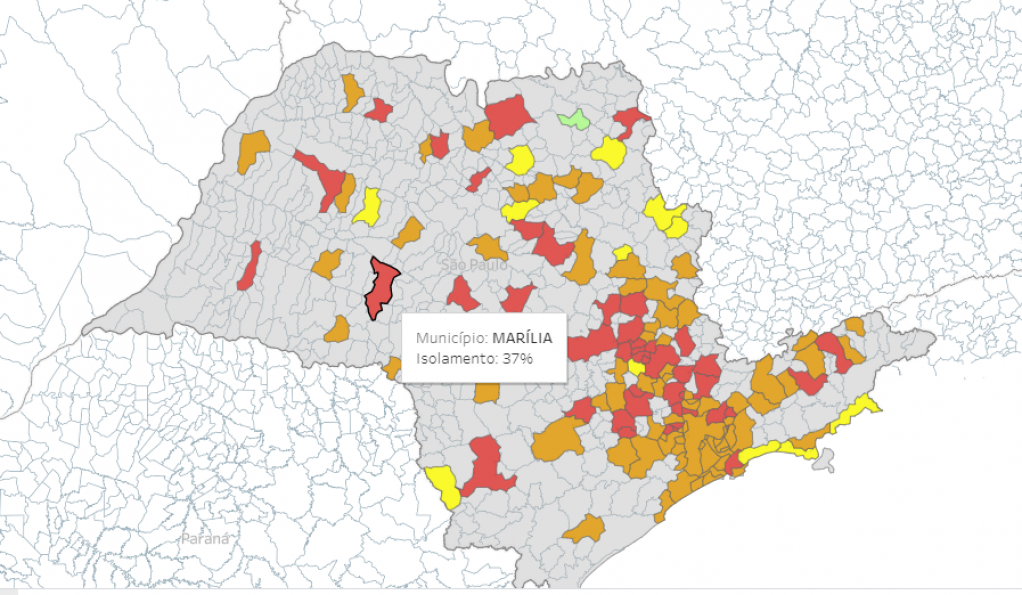 Marília mantém índices de isolamento apesar de reabertura; fica abaixo de 2020