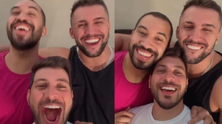 Reunião do BBB21! Gil do Vigor, Arthur Picoli e Caio se reencontram