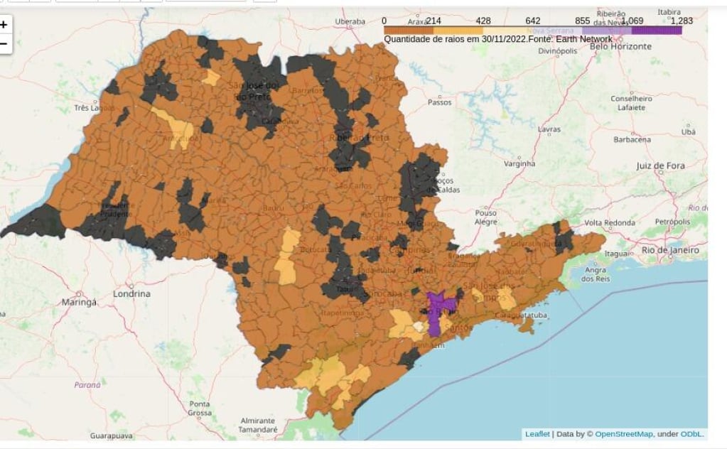 Meteorologia destaca raios em Getulina e prevê chuva forte em Marília e região