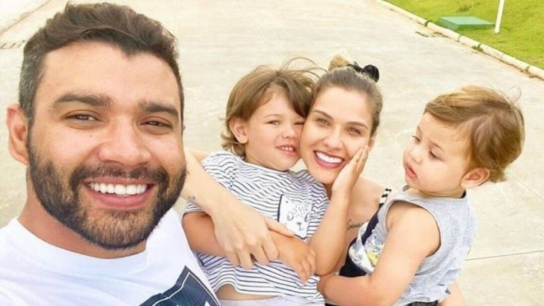 Andressa Suita mostra momento de carinho dos filhos com Gusttavo Lima