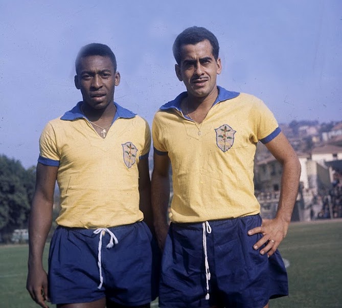 Pelé e Zito, companheiros no Santos e na Seleção