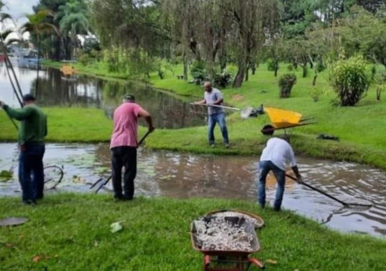 Cartão postal de Garça, lago tem morte de peixes e medidas de controle