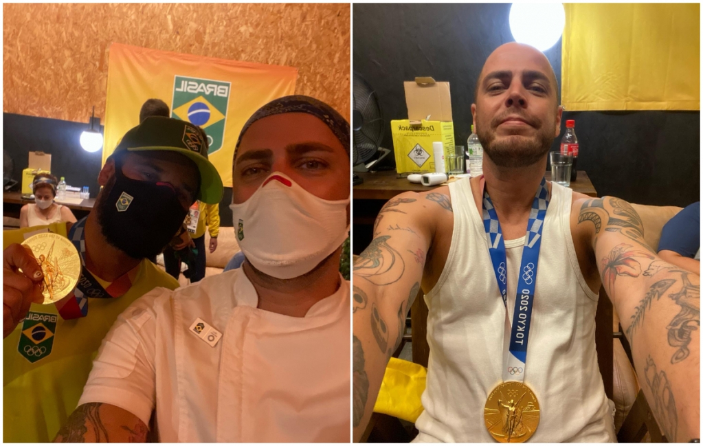 Chef de Marília em Tóquio posa com Ítalo e medalha: tu tem que tirar foto com essa p... Chef de Marília em Tóquio posa com Ítalo e medalha: tu tem que tirar foto com essa p...