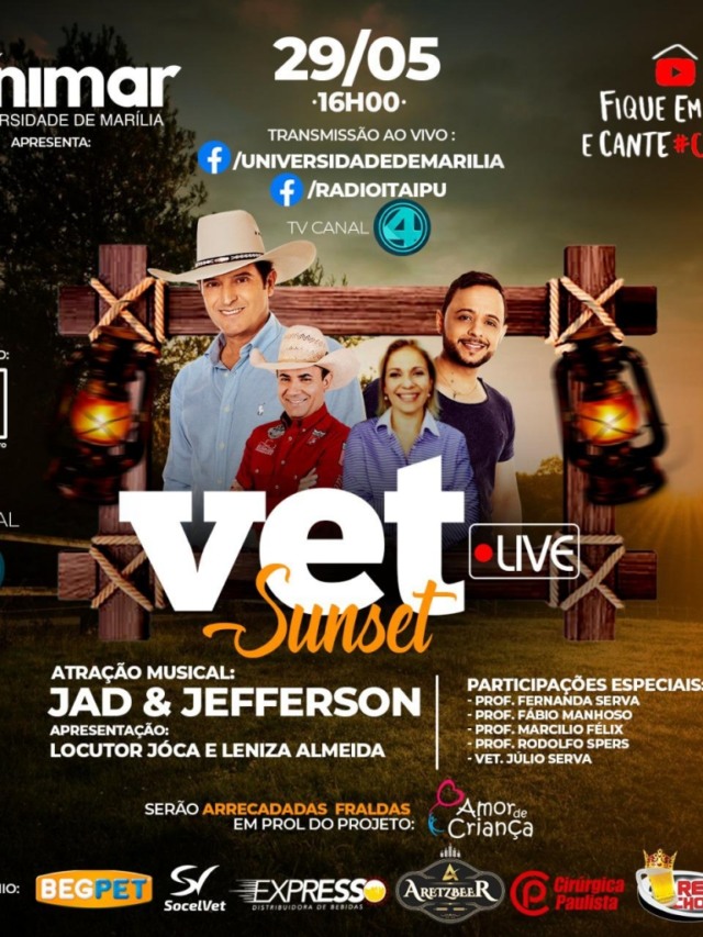 Veterinária da Unimar fará “Vet Live Sunset” com dupla Jad e Jefferson
