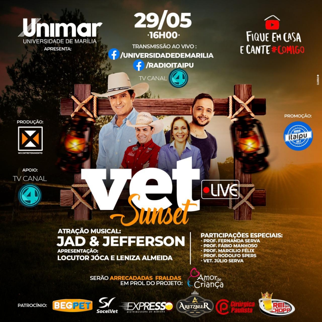 Veterinária da Unimar fará “Vet Live Sunset” com dupla Jad e Jefferson