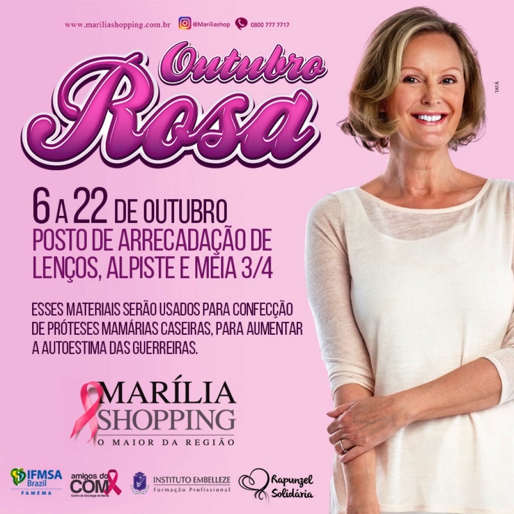 Outubro Rosa - Marília Shopping faz orientação para mulheres neste sábado